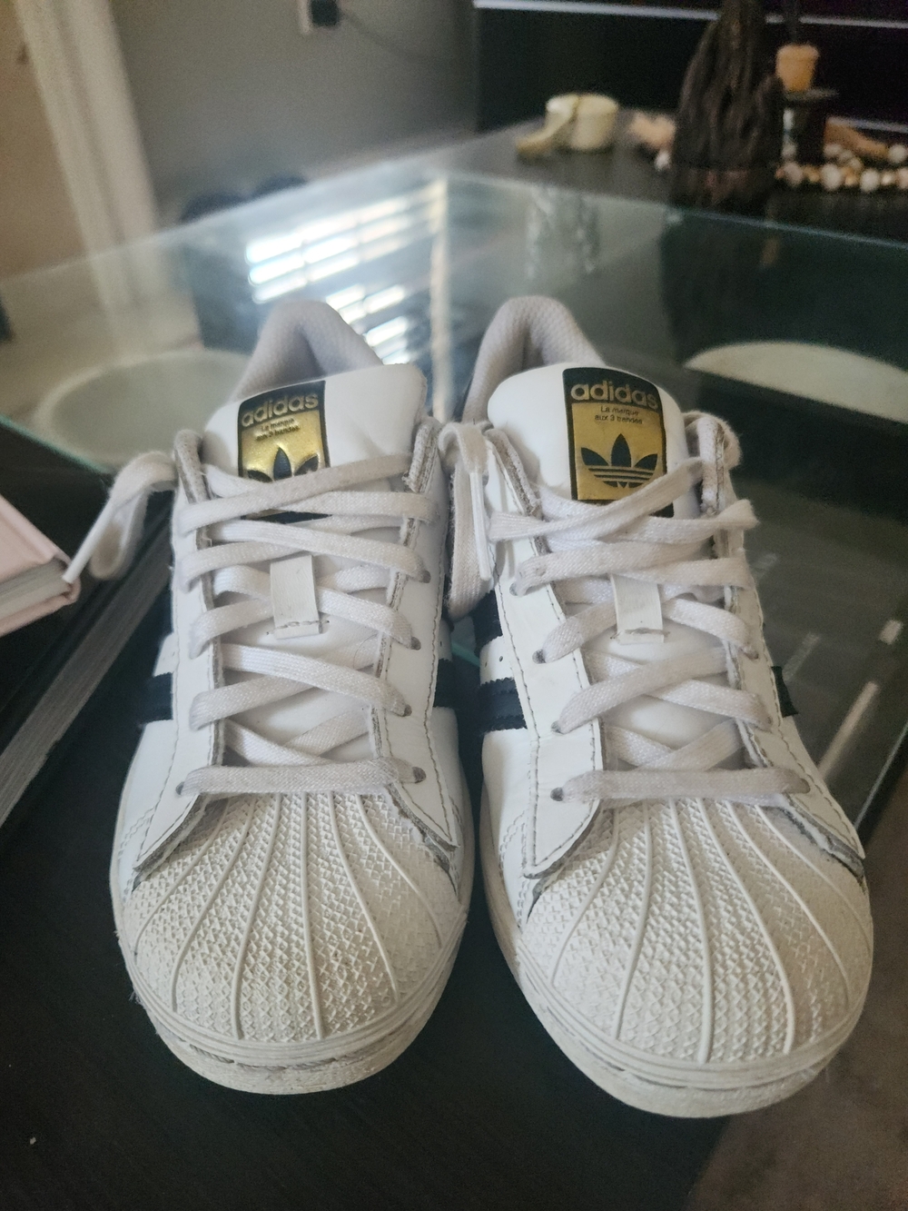 Adidas White & Black Classic Superstar Sneakers
